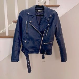 William Rast Dark Blue Moro Faux Leather Jacket